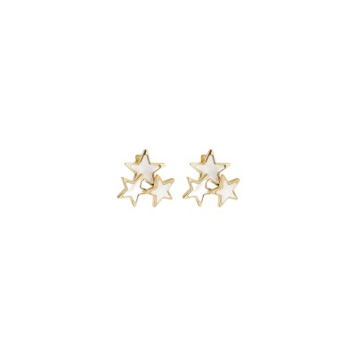 Boucles d'oreilles Zag Cyrielle  en acier doré et nacre