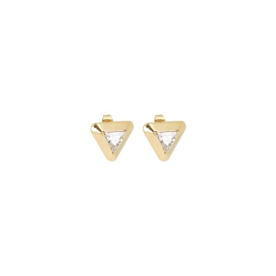 Boucles d'oreilles Zag Goki en acier doré et oxyde de zirconium