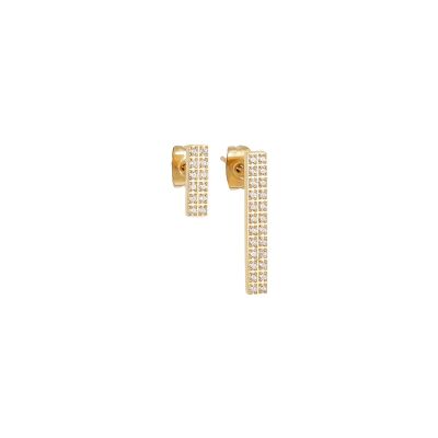 Boucles d'oreilles Zag Cinzia  en acier doré et oxyde de zirconium