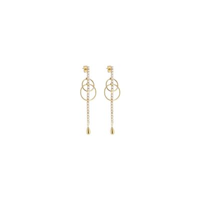 Boucles d'oreilles Zag Ananta  en acier doré et oxyde de zirconium