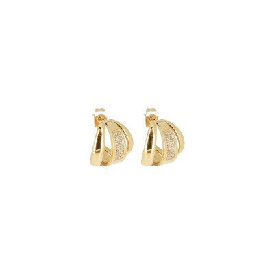 Boucles d'oreilles Zag Aélis en acier doré et oxyde de zirconium