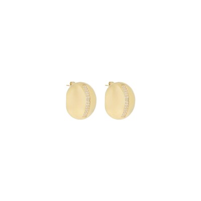 Boucles d'oreilles Zag Cyane  en acier doré et oxyde de zirconium