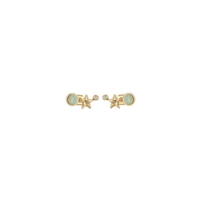 Boucles d'oreilles Zag Enigma  en acier doré et oxyde de zirconium