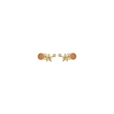 Boucles d'oreilles Zag Enigma  en acier doré et oxyde de zirconium
