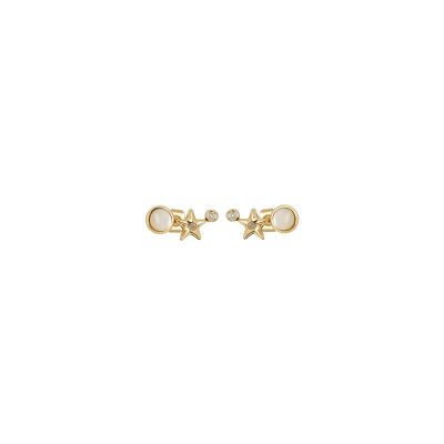Boucles d'oreilles Zag Enigma  en acier doré et oxyde de zirconium
