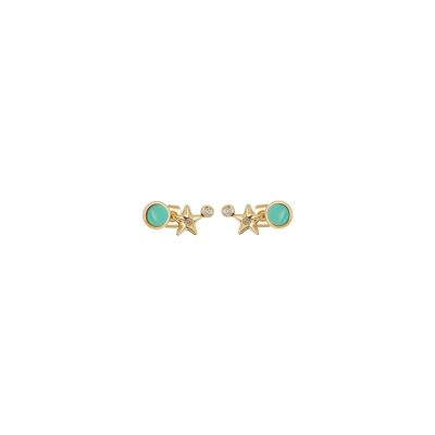 Boucles d'oreilles Zag Enigma  en acier doré et oxyde de zirconium