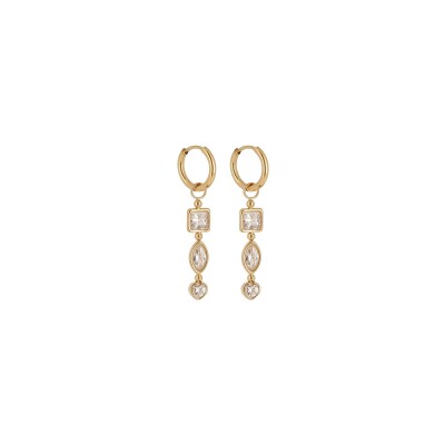 Boucles d'oreilles Zag Ugento en acier doré et oxyde de zirconium