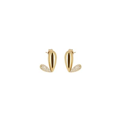 Boucles d'oreilles Zag Riola  en acier doré et oxyde de zirconium