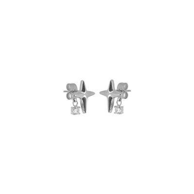 Boucles d'oreilles Zag Tandalo en acier et oxyde de zirconium