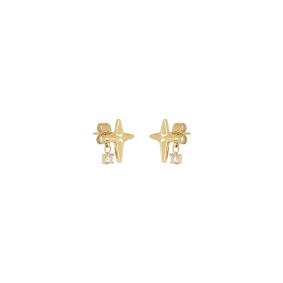 Boucles d'oreilles Zag Tandalo  en acier doré et oxyde de zirconium