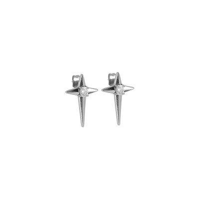Boucles d'oreilles Zag Sindia en acier et oxyde de zirconium