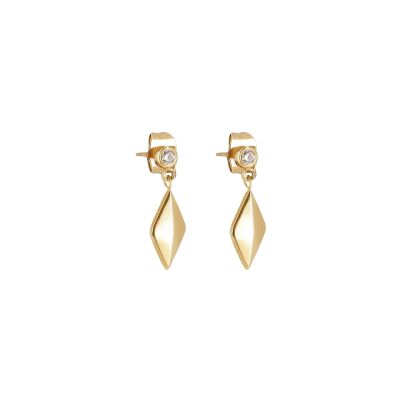 Boucles d'oreilles Zag Paterno  en acier doré et oxyde de zirconium
