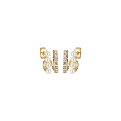 Boucles d'oreilles Zag Gregorio en acier doré et oxyde de zirconium