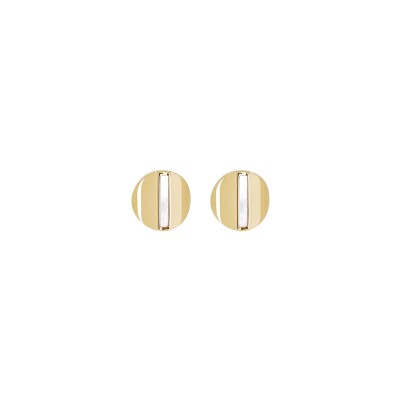 Boucles d'oreilles Zag Luras  en acier doré et nacre