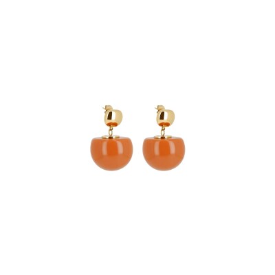 Boucles d'oreilles Zag Rosazia  en acier doré et résine