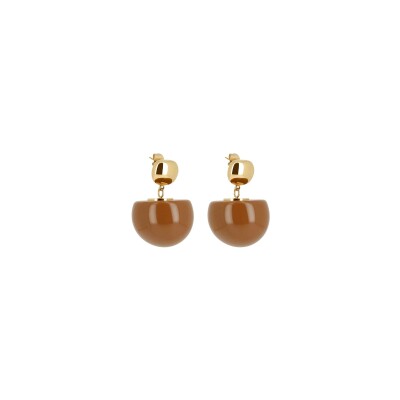 Boucles d'oreilles Zag Rosazia  en acier doré et résine