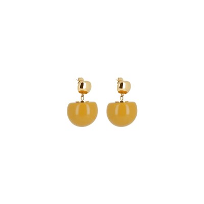 Boucles d'oreilles Zag Rosazia  en acier doré et résine