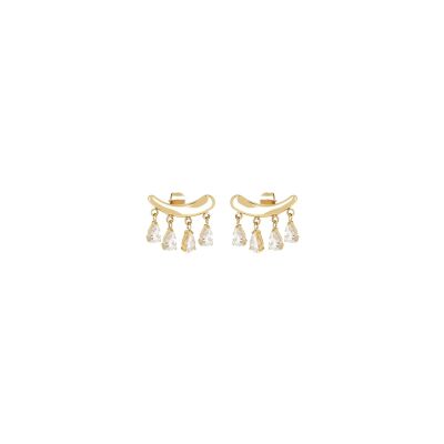 Boucles d'oreilles Zag Poggio  en acier doré et oxyde de zirconium