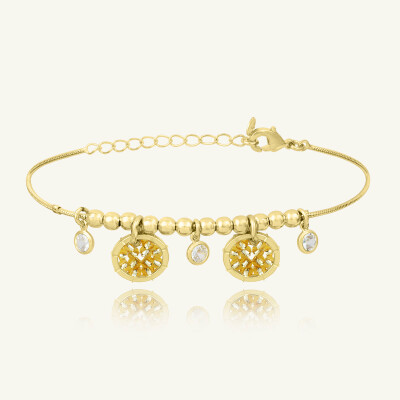Bracelet Sàntibé Bijoux Senorita en laiton, métal doré et perles doré