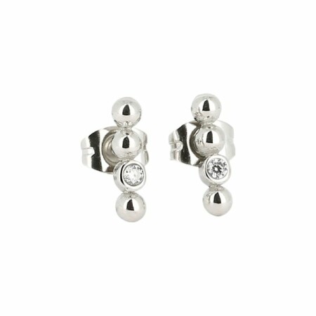 Boucles d'oreilles Zag en acier doré et oxydes de zirconium