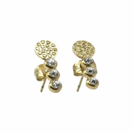 Boucles d'oreilles Zag en acier doré et oxydes de zirconium