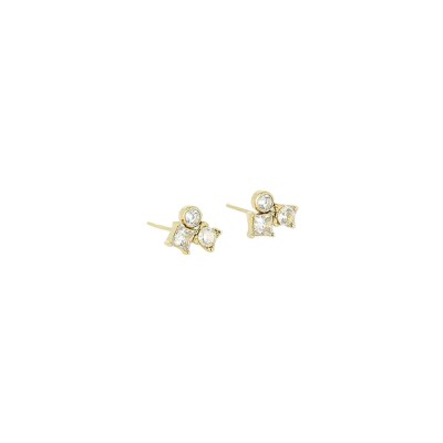 Boucles d'oreilles Zag Estée en acier doré et oxyde de zirconium