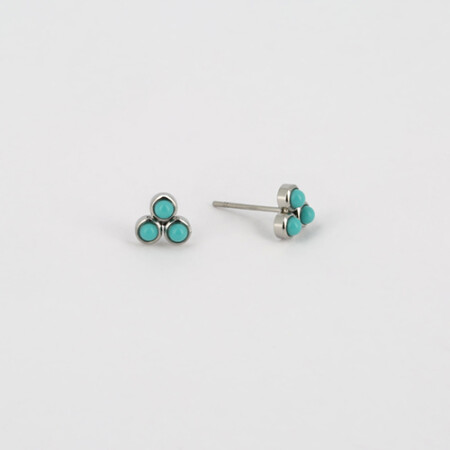 Boucles d'oreilles ZAG en acier et turquoise