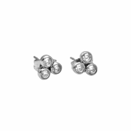 Boucles d'oreilles Zag en acier doré et oxydes de zirconium