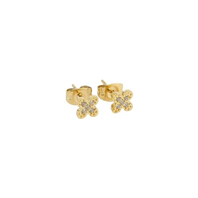 Mini boucles d’oreilles Zag en acier doré et oxyde de zirconium