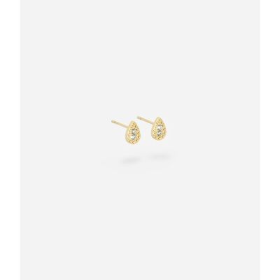 Boucles d'oreilles Zag en acier doré et oxyde de zirconium