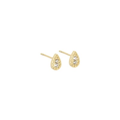 Mini boucles d’oreilles Zag en acier doré et oxyde de zirconium