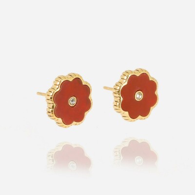 Boucles d'oreilles ZAG Fiore en acier doré et oxydes de zirconium