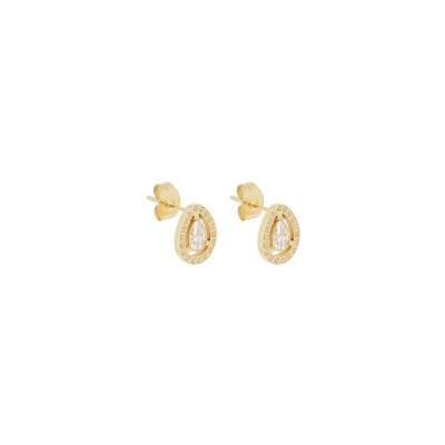 Mini boucles d’oreilles Zag en acier doré et oxyde de zirconium