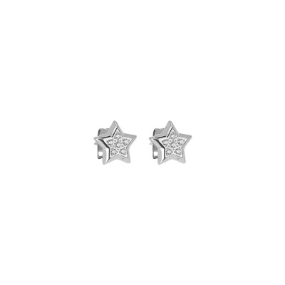 Boucles d'oreilles Zag Aéris en acier et oxyde de zirconium