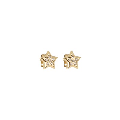 Mini boucles d’oreilles Zag en acier doré et oxyde de zirconium
