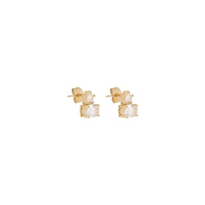 Boucles d'oreilles Zag Gioia en acier doré et oxyde de zirconium