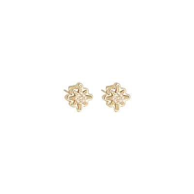 Boucles d'oreilles Zag Acilia  en acier doré et oxyde de zirconium