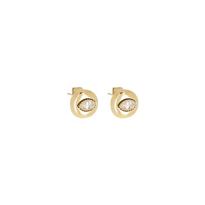 Boucles d'oreilles Zag Pianello  en acier doré et oxyde de zirconium