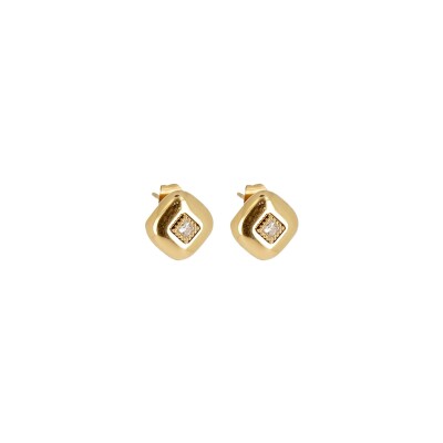 Boucles d'oreilles Zag Zuani en acier doré et oxyde de zirconium