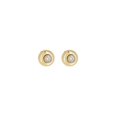 Boucles d'oreilles Zag Galdo  en acier doré et oxyde de zirconium
