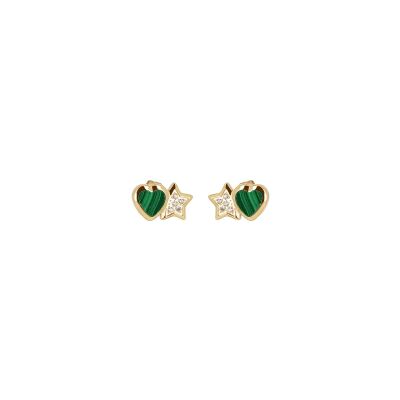 Boucles d'oreilles Zag Sassari  en acier doré et oxyde de zirconium