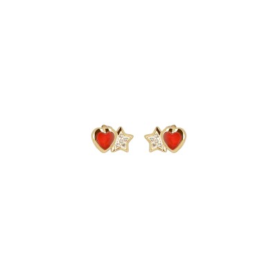 Boucles d'oreilles Zag Sassari  en acier doré et oxyde de zirconium