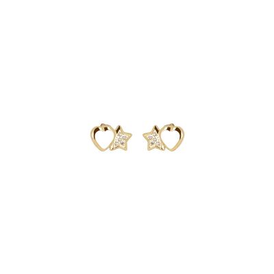 Boucles d'oreilles Zag Sassari  en acier doré et oxyde de zirconium