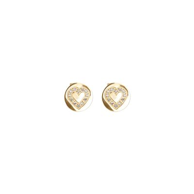 Boucles d'oreilles Zag Catane  en acier doré et oxyde de zirconium