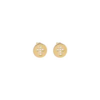 Boucles d'oreilles Zag Trezza  en acier doré et oxyde de zirconium