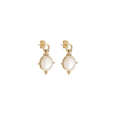 Boucles d'oreilles Zag Nima en acier doré et nacre