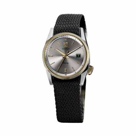 Montre March L.A.B Seventy Striped Four - Bracelet perlon noir