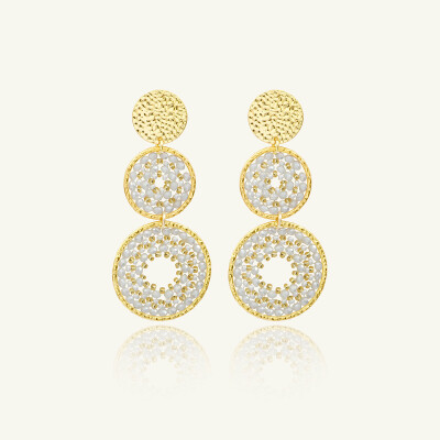 Boucles d'oreilles Sàntibé Bijoux Sévillana en laiton, métal doré et perles blanc doré