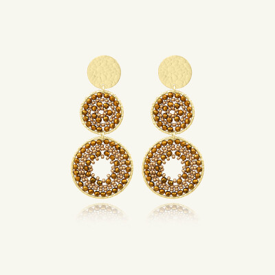Boucles d'oreilles Sàntibé Bijoux Sévillana en laiton, métal doré et perles champagne