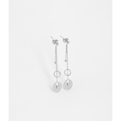 Boucles d'oreilles pendantes ZAG en acier et oxydes de zirconium